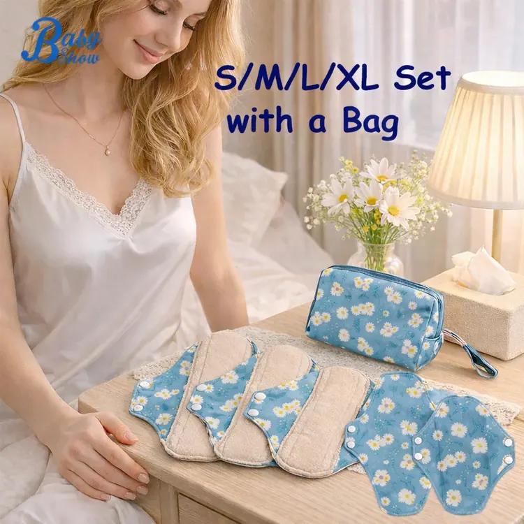 Cotton reusable menstrual pad set