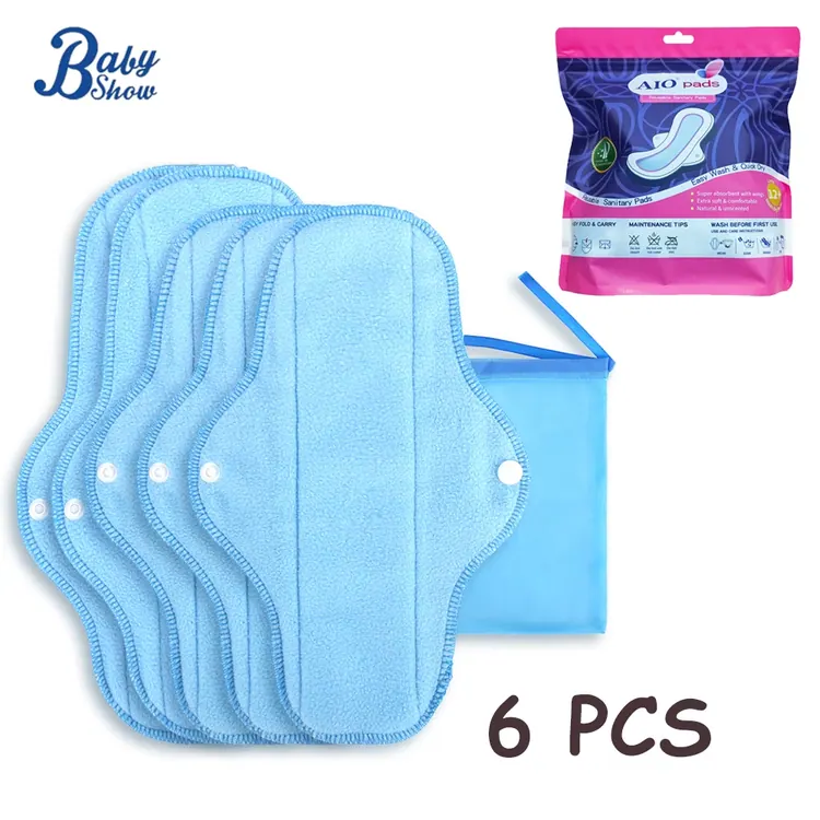 Microfiber reusable menstrual pad set · 6 pieces